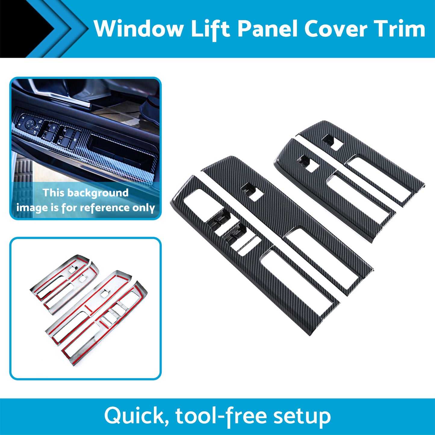 {{ 4x Window Lift Panel Cover Trim Suitable For Mitsubishi L200 Triton 23-25 Carbon }} - Buy Car Parts Online at {{ Kaka Auto Parts }}.