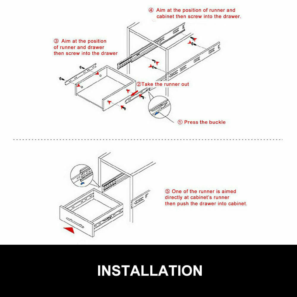 {{ PAIR 90KG Loading Capacity Locking Drawer Slide Runner Trailer 800mm or 1600mm }} - Buy Car Parts Online at {{ Kaka Auto Parts }}.