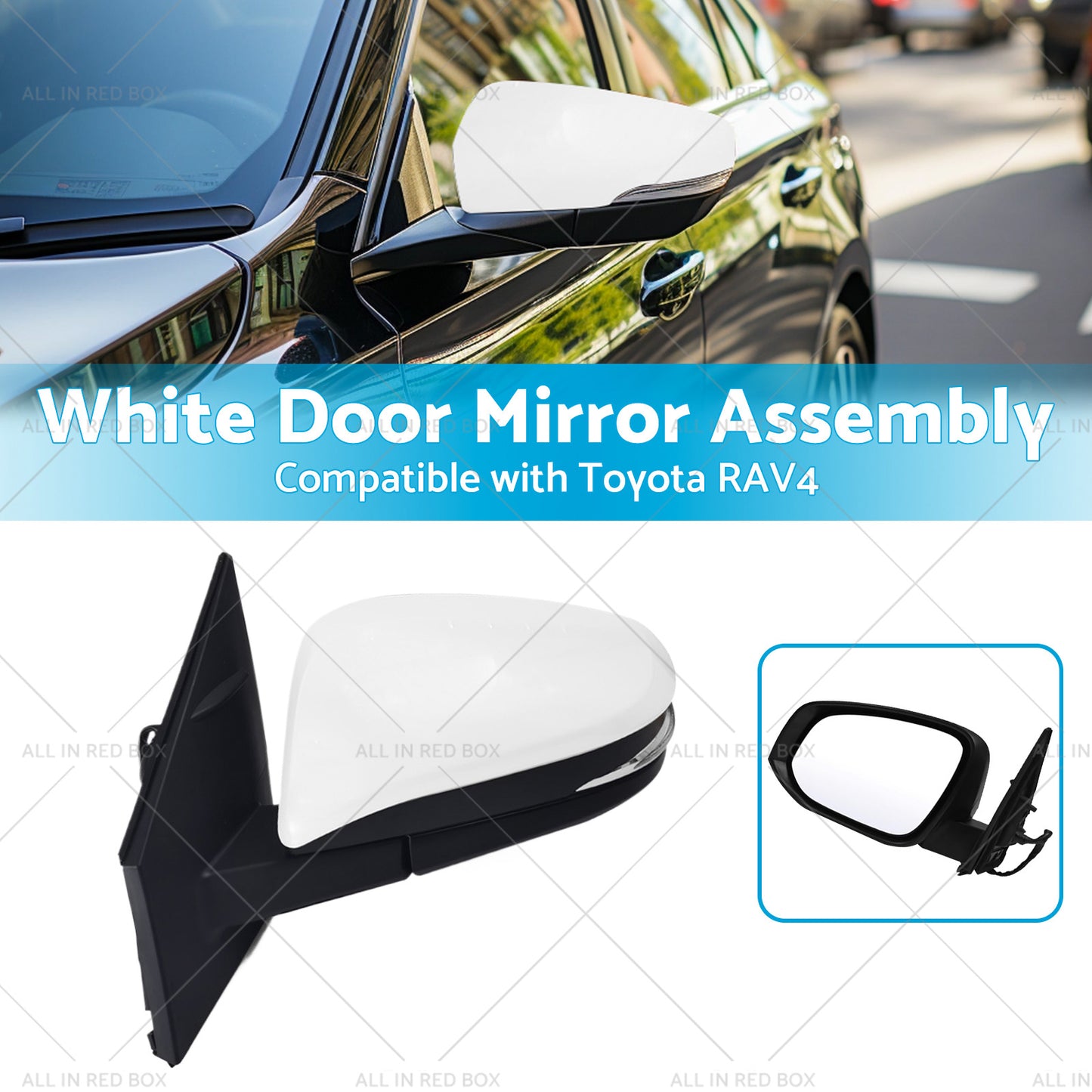 {{ Left Side White Door Mirror Suitable for Toyota RAV4 2013 - 2018 5-wire }} - Buy Car Parts Online at {{ Kaka Auto Parts }}.