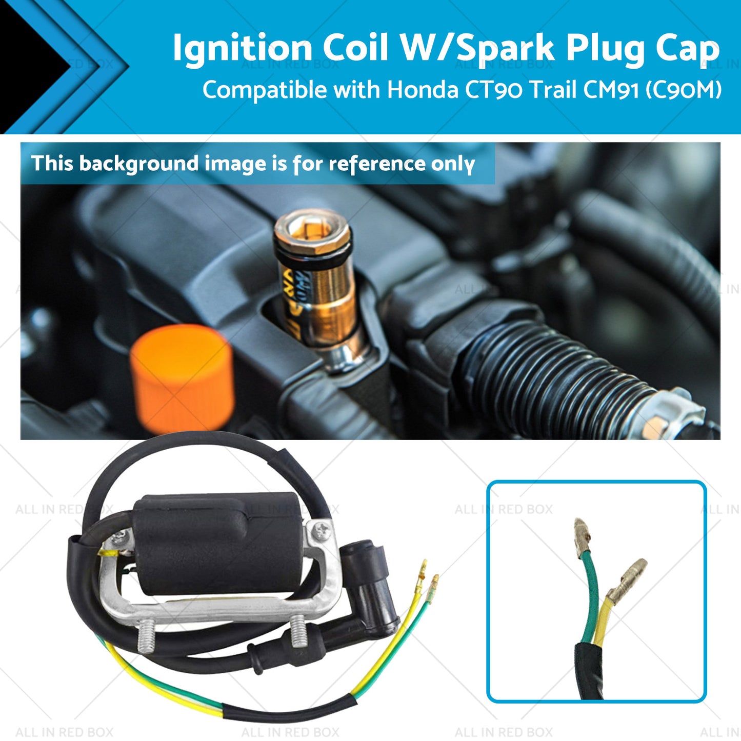 {{ Ignition Coil W or Spark Plug Cap Suitable for Honda CT90 Trail CM91 C90M }} - Buy Car Parts Online at {{ Kaka Auto Parts }}.