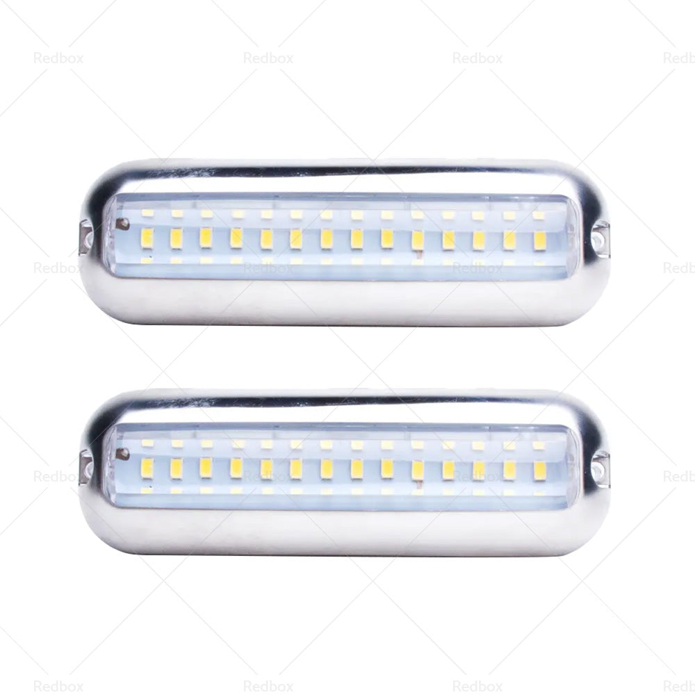 Pair 42LED Boat Light Stainless Steel Underwater Pontoon For Marine Boat Transom