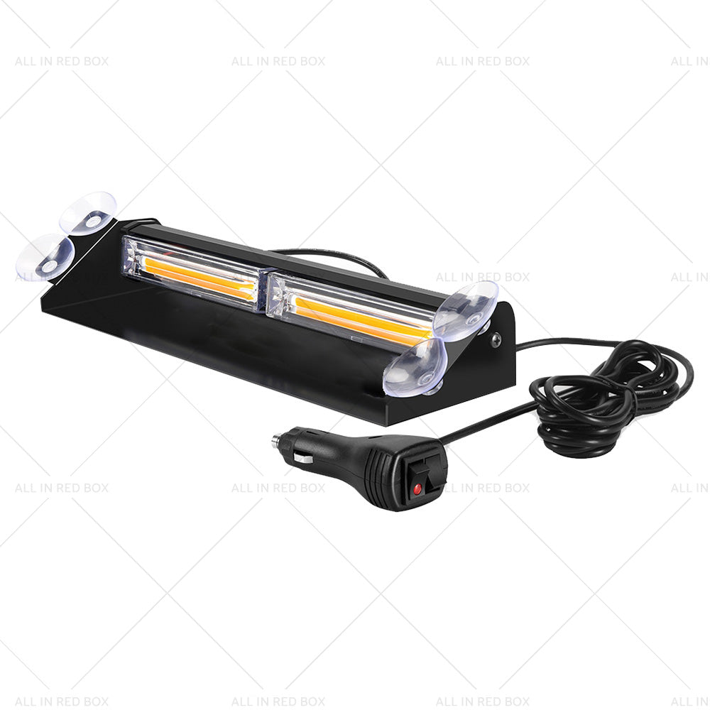 Amber Bar LED Flashing Beacon Strobe Warning Light Car Truck For Windshield Dash
