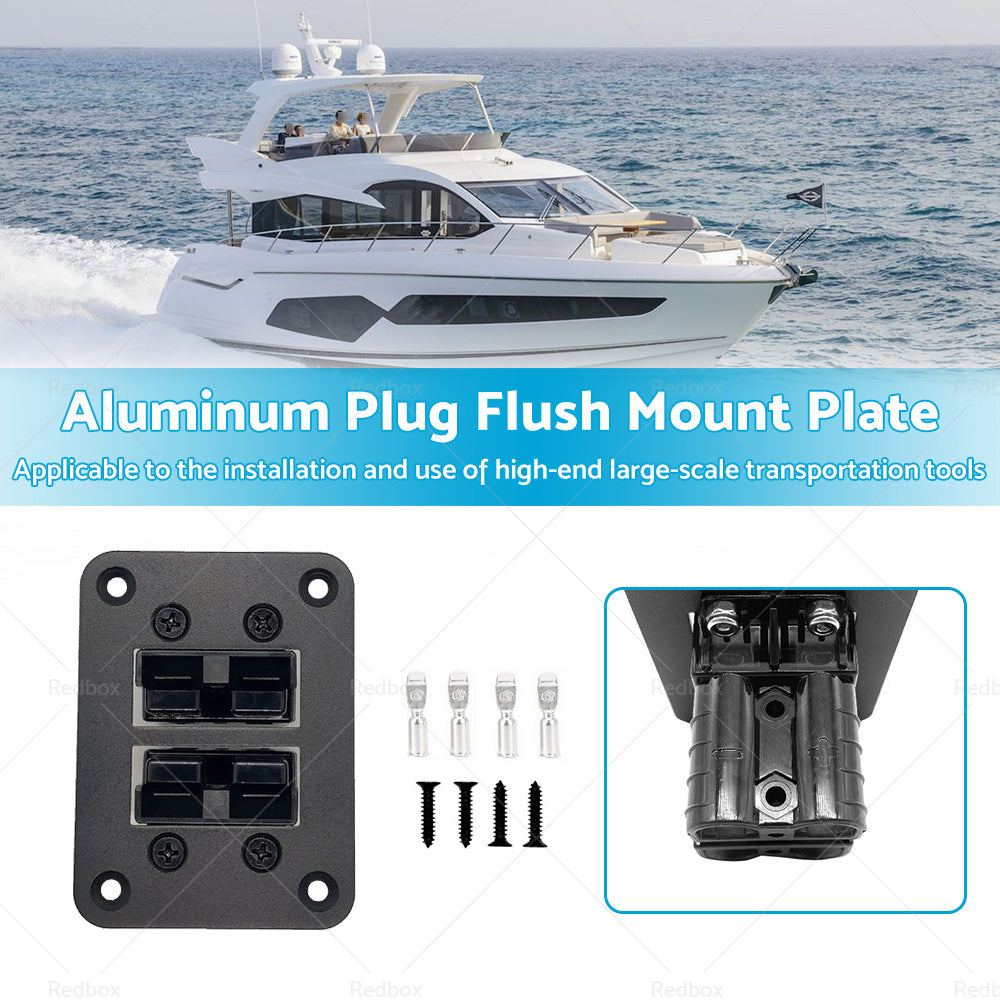 {{ DUAL TWIN Aluminum For Anderson Style Plug Flush Mount Plate Panel 50 Amp }} - Buy Car Parts Online at {{ Kaka Auto Parts }}.