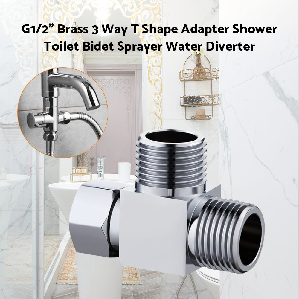 T Connector Toilet Bidet G1/2 3 Way Brass Chrome Diverter T Adapter AU