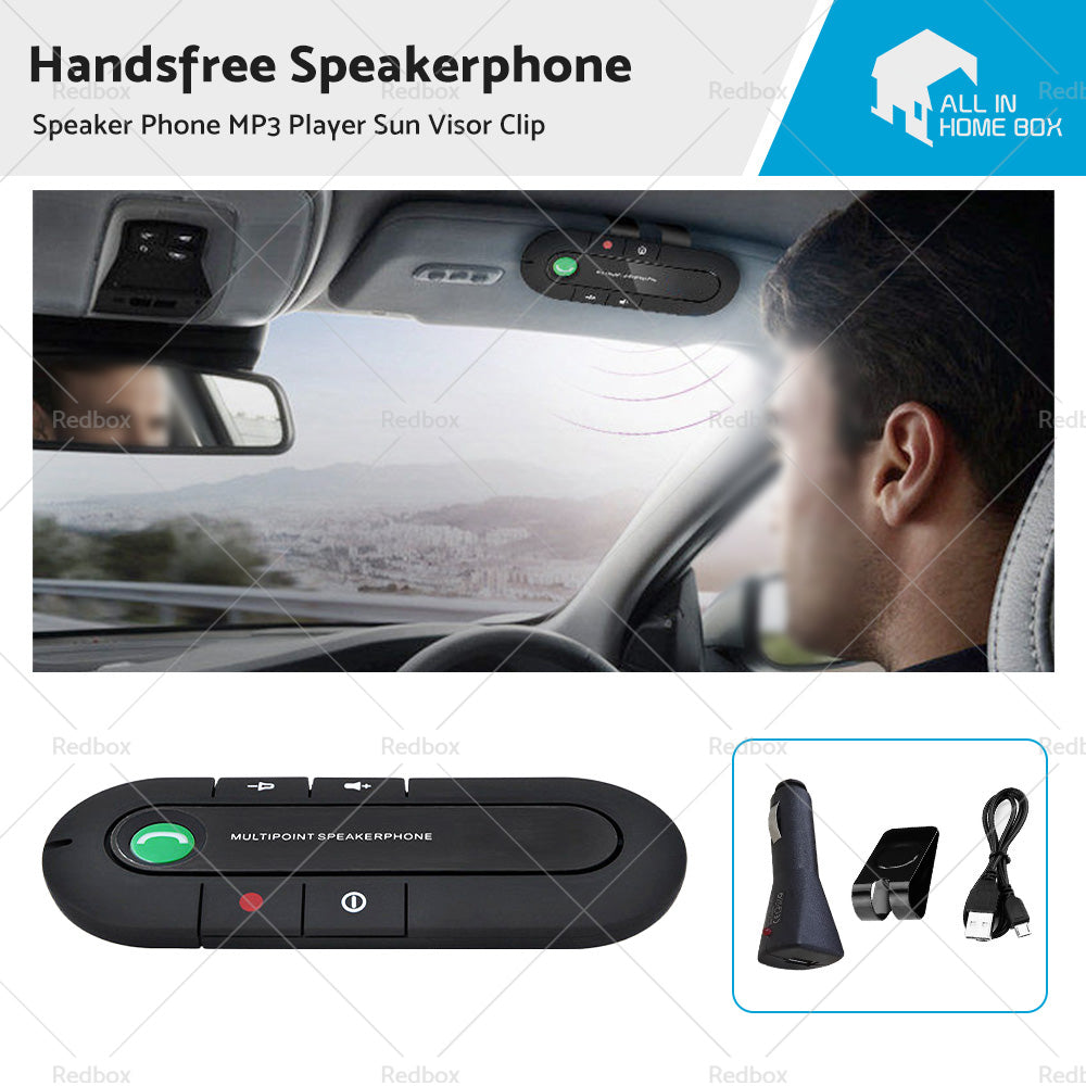 Bluetooth-compatible Handsfree Speaker MP3 Player Sun Visor Clip Car Charger