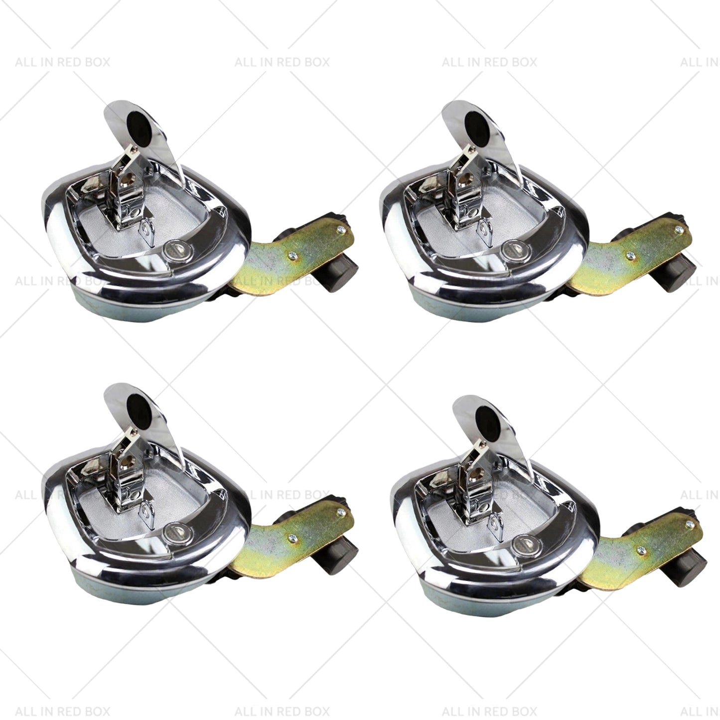 4 Set Chrome Power Operated Recessed Folding Whale Tail T-Lock Handle Toolbox