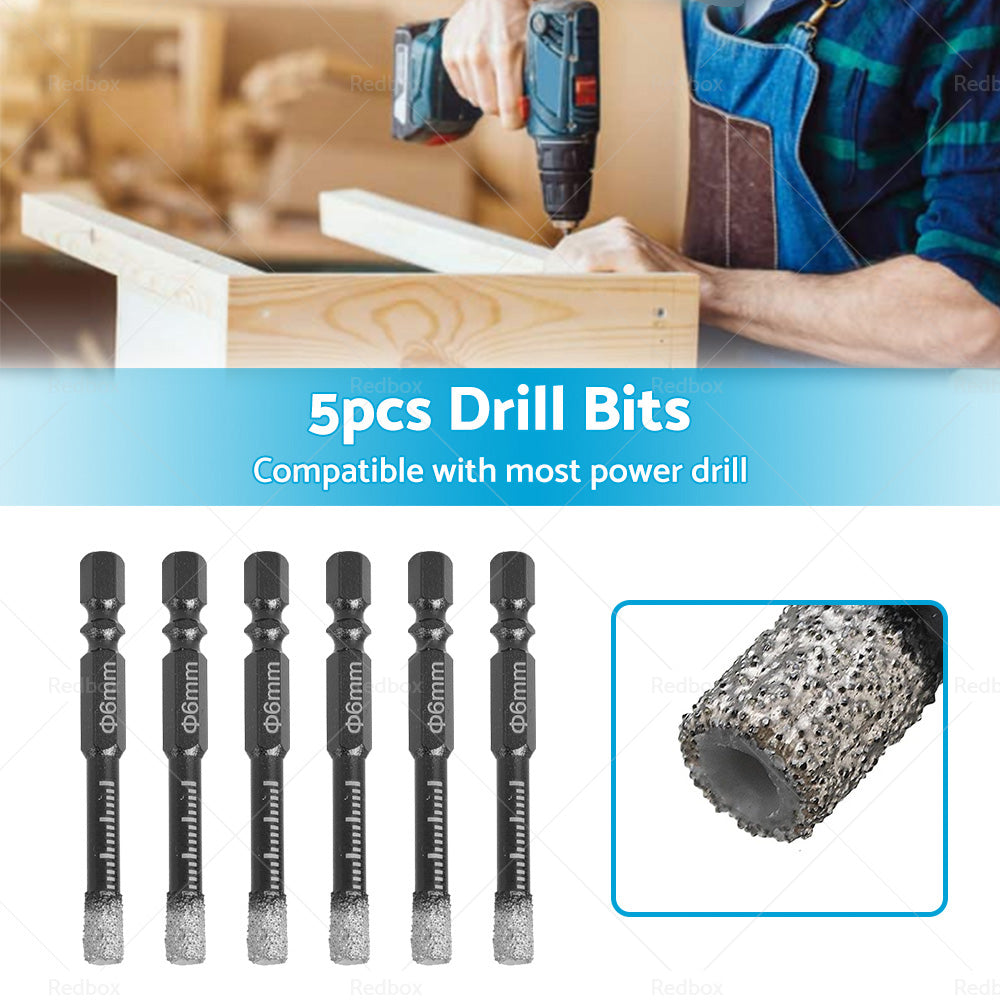 5x Dry Diamond Drill Bit 6mm For Porcelain Granite Tile Glass Ceramics Marble