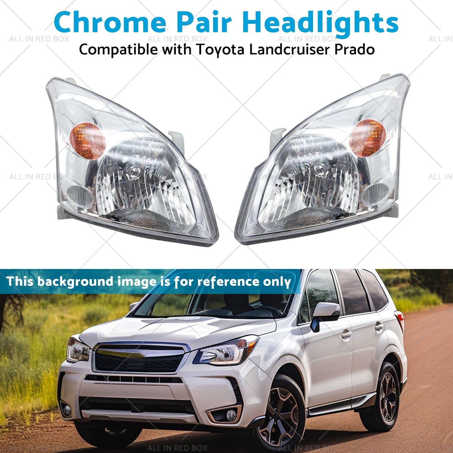 {{ Chrome Pair Headlights Suitable for Toyota Landcruiser Prado 120 Series 02-09 }} - Buy Car Parts Online at {{ Kaka Auto Parts }}.