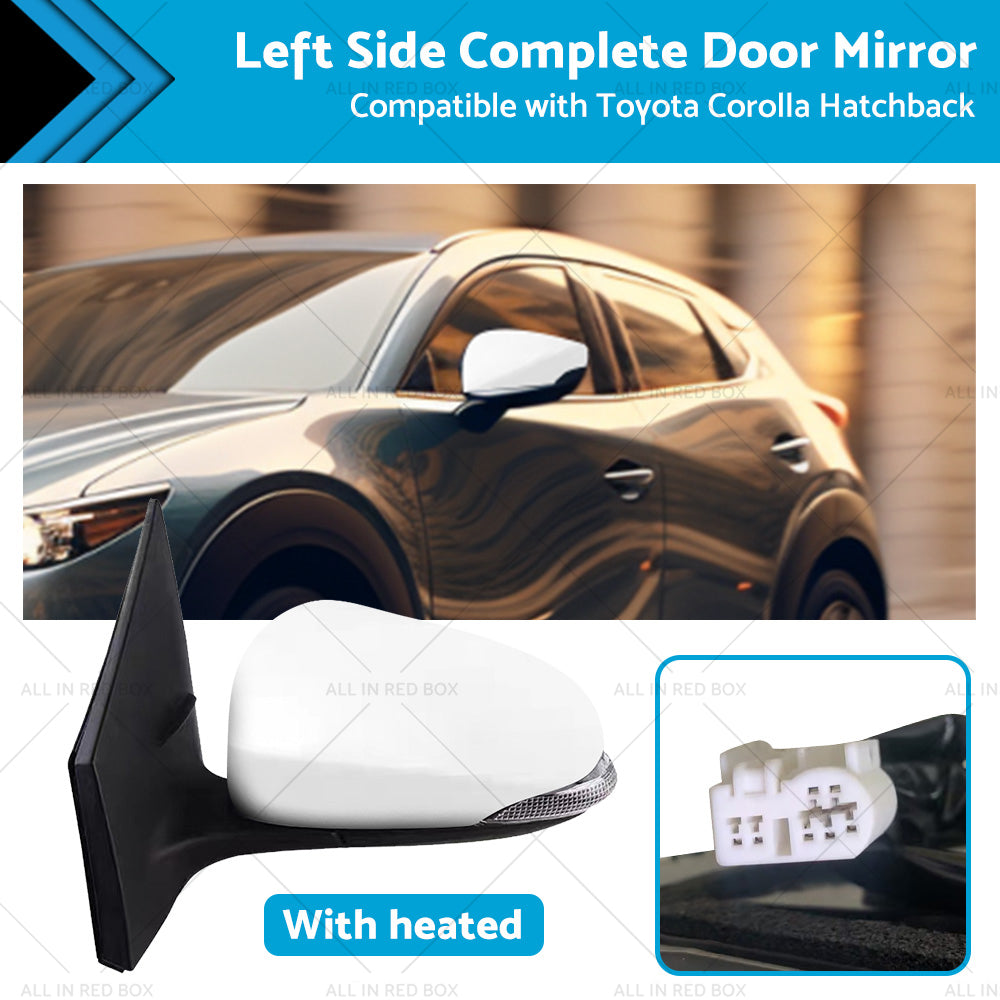 {{ Door Mirror Suitable for Toyota Corolla ZRE182 2012-2018 Hatch Left White Heated }} - Buy Car Parts Online at {{ Kaka Auto Parts }}.