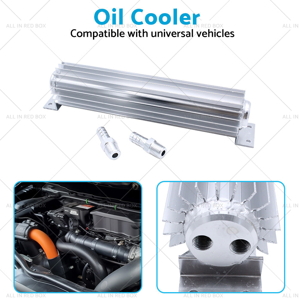 {{ Universal 12'' Aluminum Dual Pass Finned Transmission Oil Cooler W Fittings SL }} - Buy Car Parts Online at {{ Kaka Auto Parts }}.