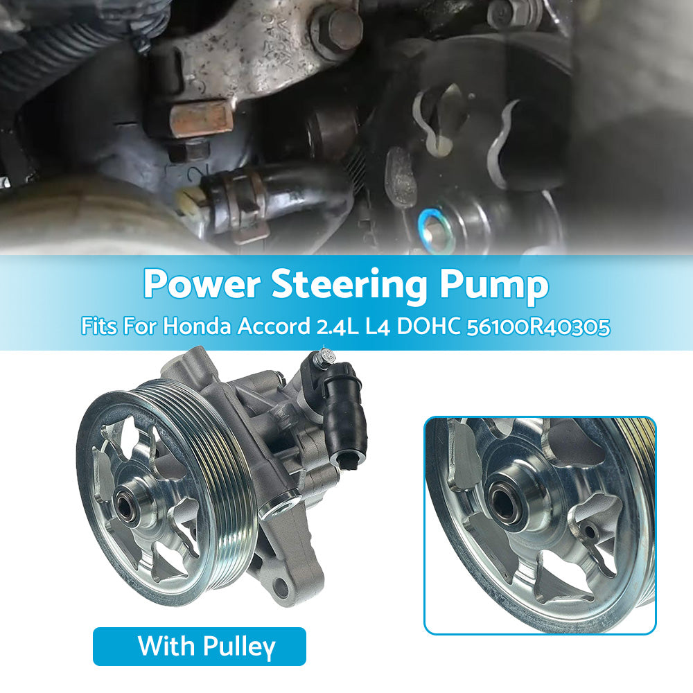 {{ Power Steering Pump w Pulley Suitable for Honda Accord 2. 4L L4 DOHC 08-12 56100R40305 }} - Buy Car Parts Online at {{ Kaka Auto Parts }}.