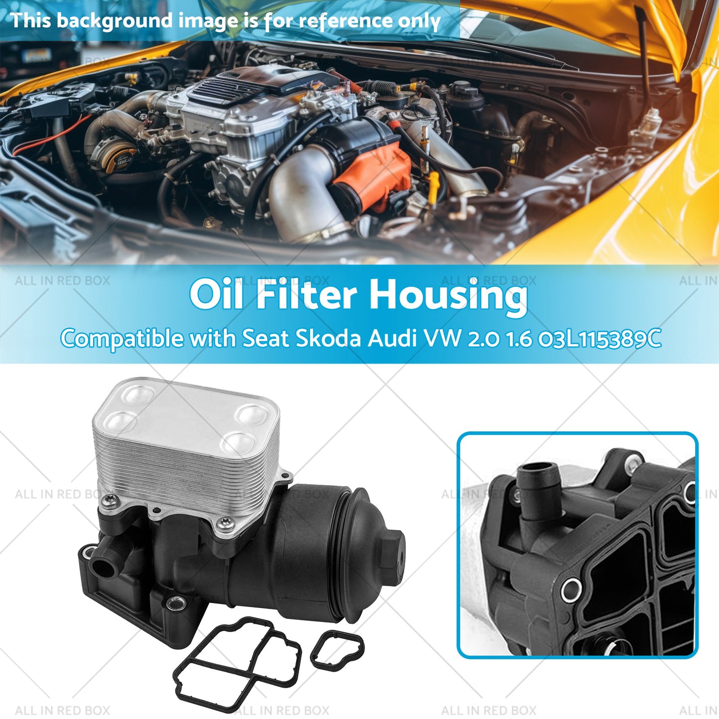 {{ 1x Oil Filter Housing Filter Cap and Gasket Suitable For Seat Skoda Audi VW 2. 0 1. 6 }} - Buy Car Parts Online at {{ Kaka Auto Parts }}.