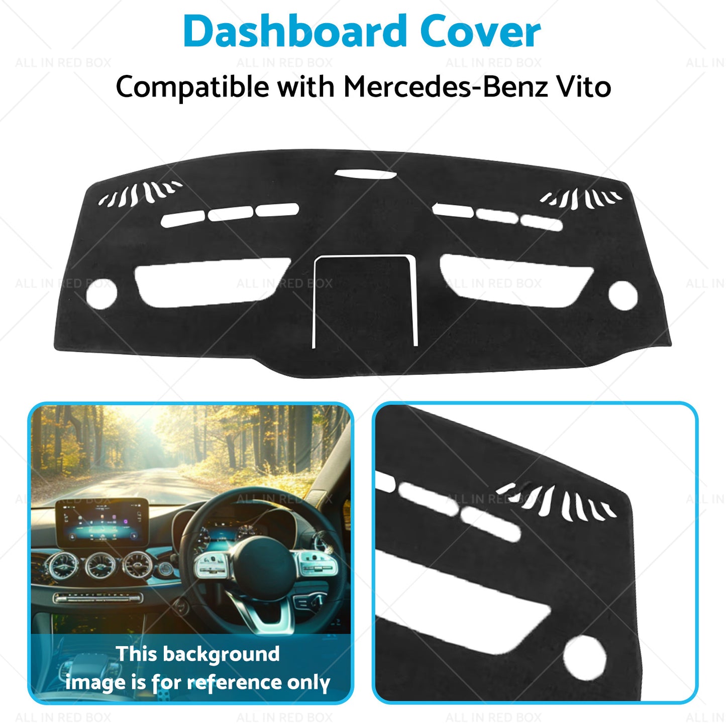 {{ Dashboard Cover Suitable for Mercedes Vito Chassis 447 7 or 2014-On Black Dash Mat }} - Buy Car Parts Online at {{ Kaka Auto Parts }}.