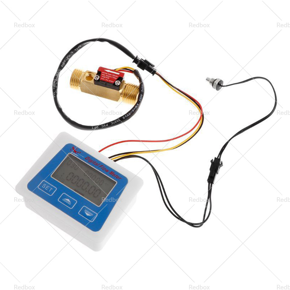 Digital LED Turbine Gauge Kerosene Fuel Water Flow Meter Sensor Meter 1 or 2''