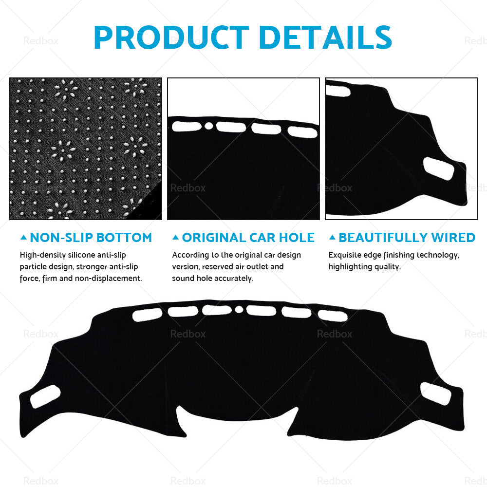 Non-Slip Dash Mat For Nissan Qashqai J11 2014-2022 SUV Dashboard Cover Black