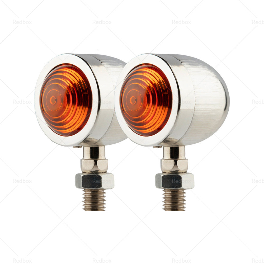 {{ 4x Chrome Motorcycle Amber Bullet Turn Signal Indicators Blinkers Universal Lamp }} - Buy Car Parts Online at {{ Kaka Auto Parts }}.