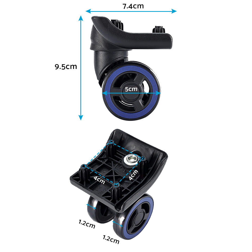 4x Luggage Wheels Replacement 360° Silent Spinner Suitable For Travel Suitcase Trolley Case
