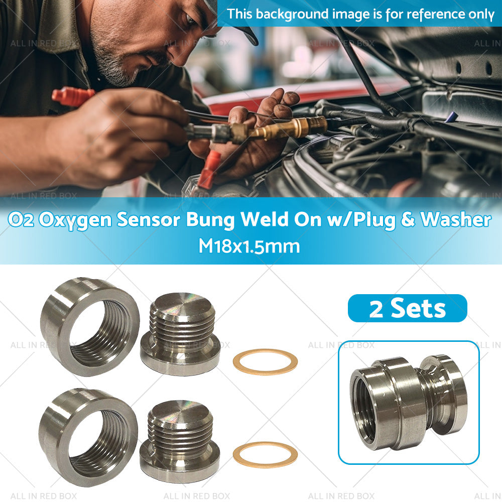 2 SETS O2 Oxygen Sensor Bung Weld On w or Plug and Washer M18x1. 5mm