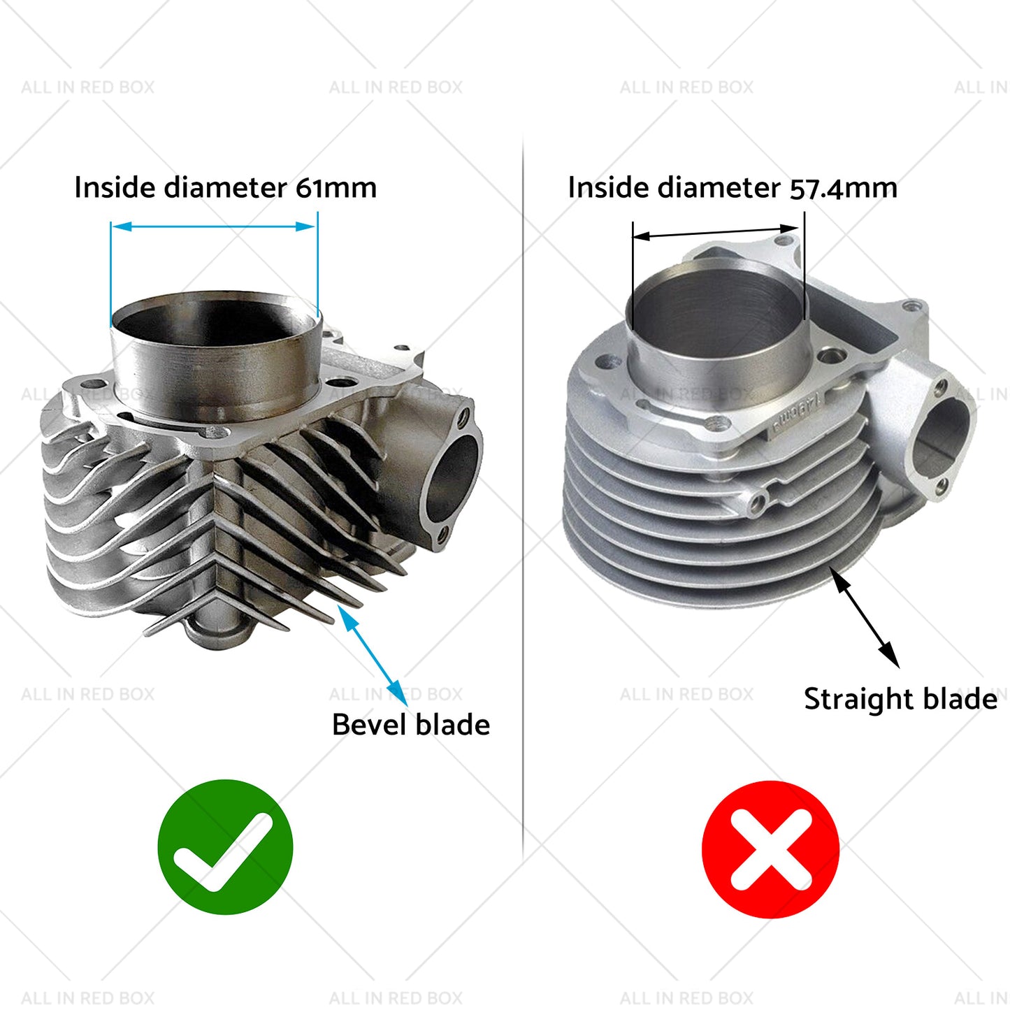 {{ 61mm Bore Cylinder Upgrade Kit Piston Gasket Suitable for GY6 172cc 180cc Motor }} - Buy Car Parts Online at {{ Kaka Auto Parts }}.