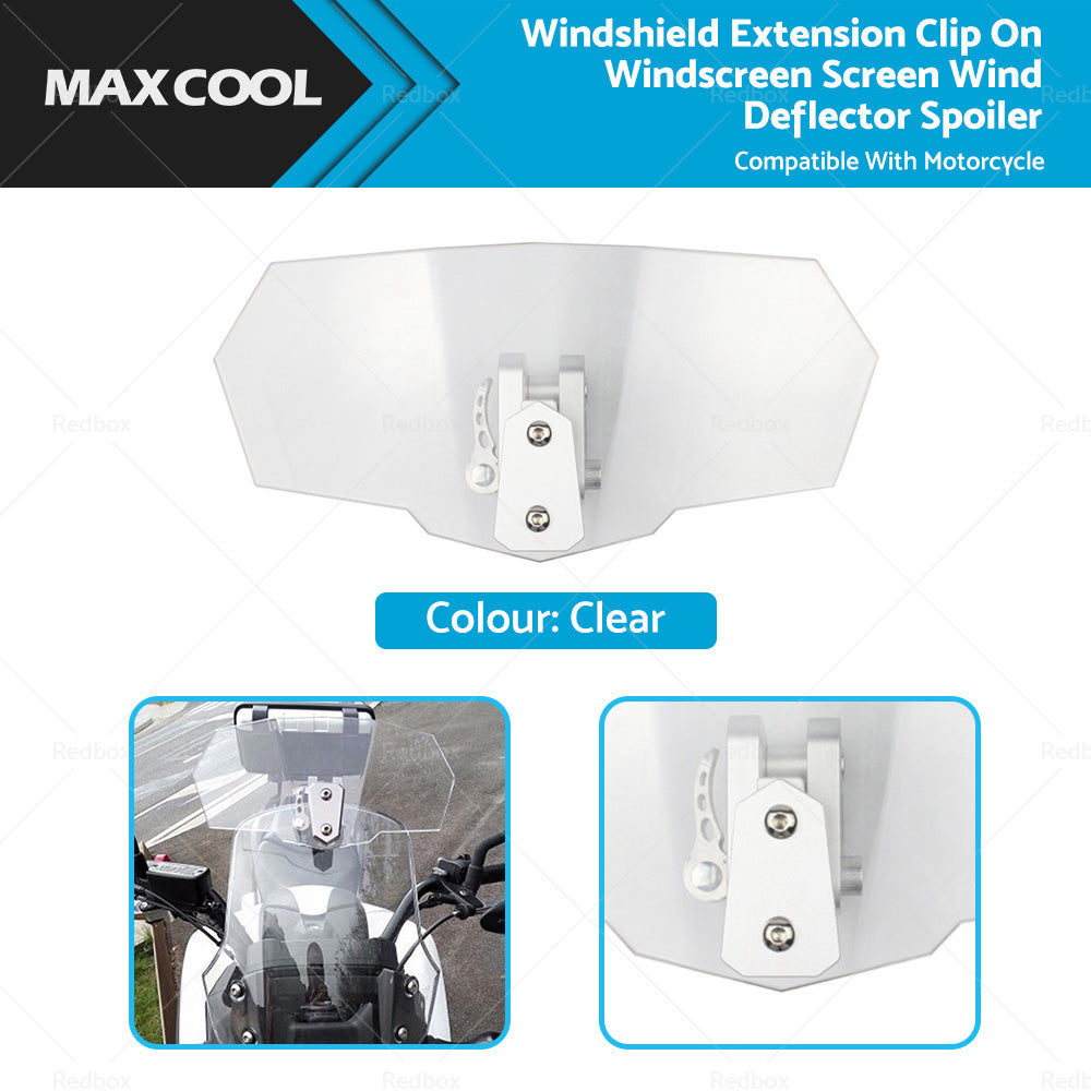Motorcycle Windshield Extension Clip On Windscreen Screen Wind Deflector Spoiler