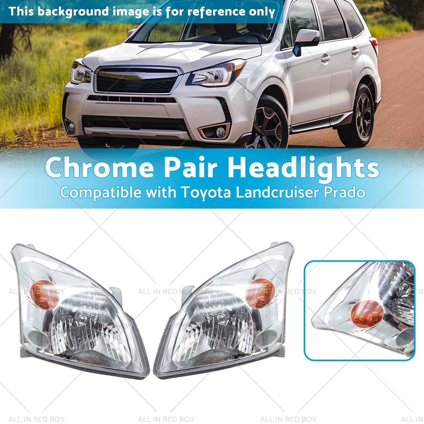 {{ Chrome Pair Headlights Suitable for Toyota Landcruiser Prado 120 Series 02-09 }} - Buy Car Parts Online at {{ Kaka Auto Parts }}.