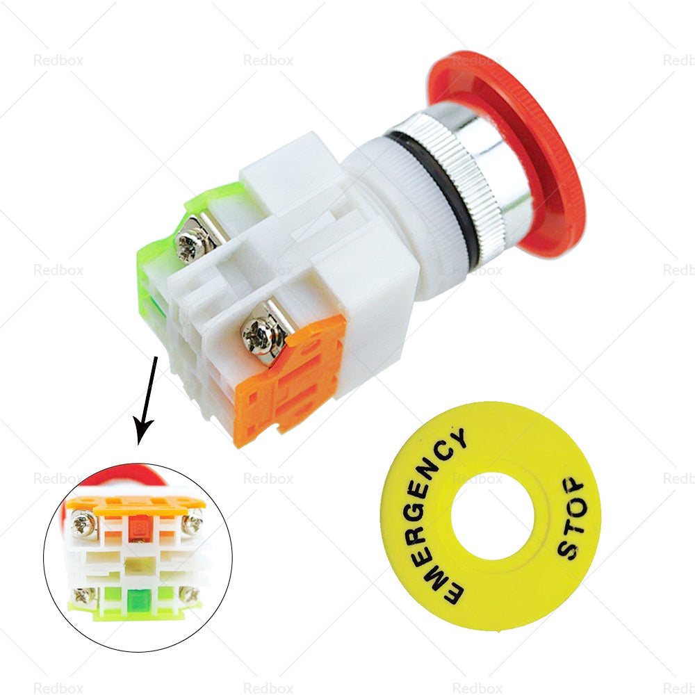 {{ 2Pcs Emergency Stop Button Shut Off Push Button Switch Red Mushroom }} - Buy Car Parts Online at {{ Kaka Auto Parts }}.