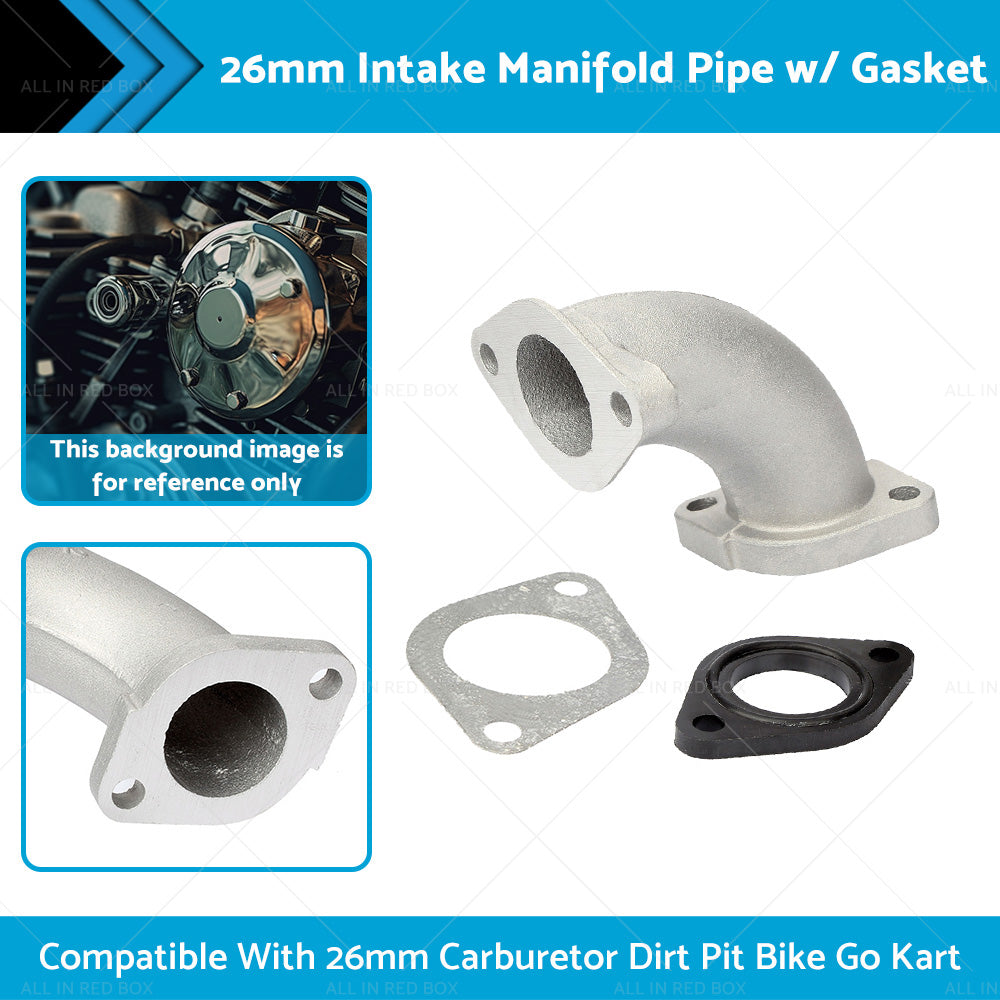26mm Intake Manifold Pipe w Gasket For 26mm Carburetor Dirt Pit Bike Go Kart