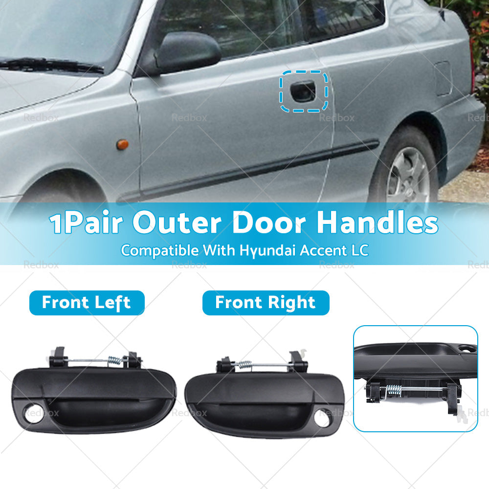 Pair FRONT LH RH OUTER Door Handle Suitable for Hyundai Accent LC 00-06 Black