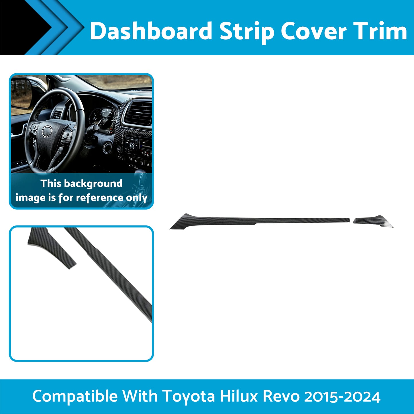 {{ ABS Carbon Dashboard Strip Cover Trim Suitable For Toyota Hilux Revo 2015-2024 }} - Buy Car Parts Online at {{ Kaka Auto Parts }}.