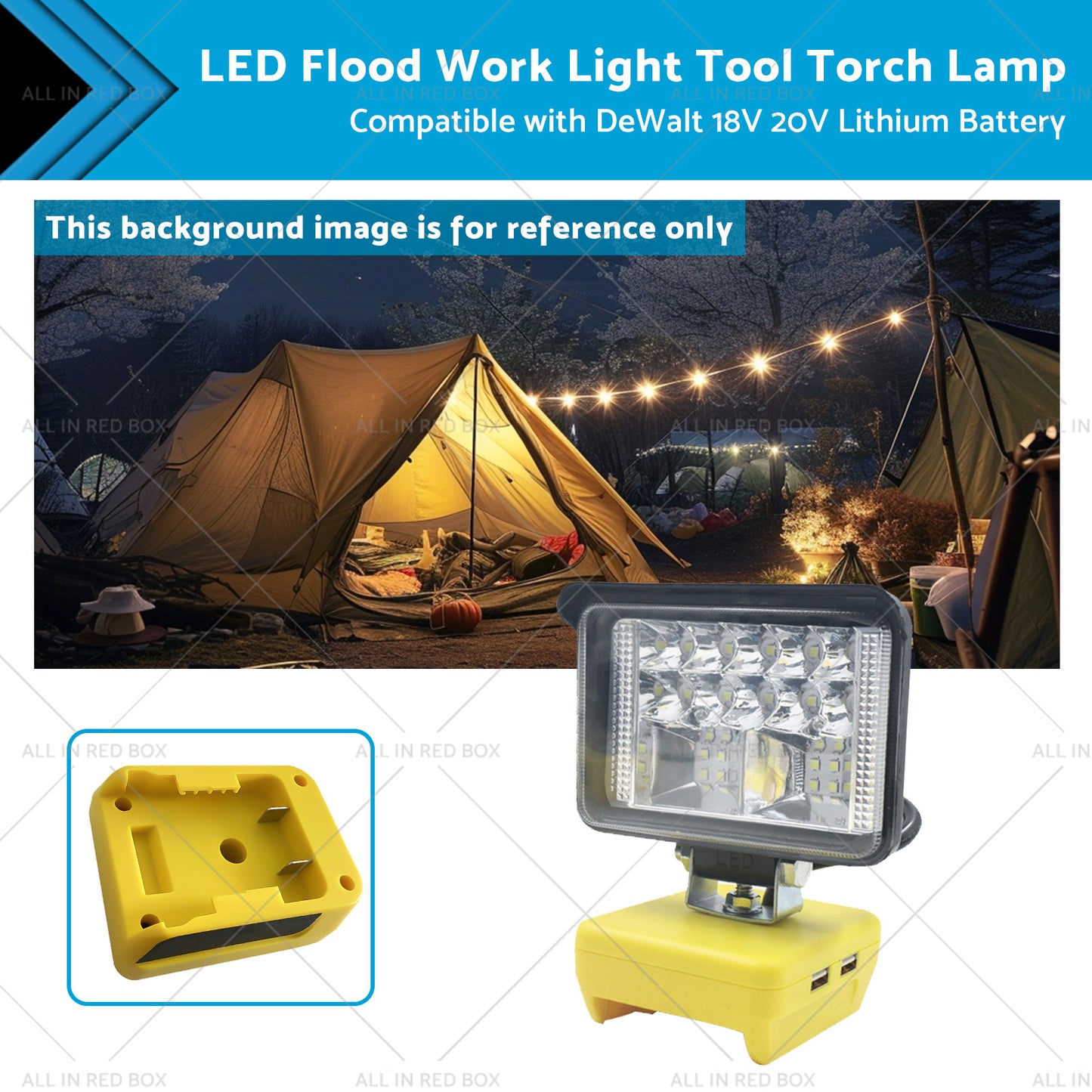 {{ Torch Lamp LED Flood Work Light Tool Suitable for DeWalt 18V 20V Lithium Battery }} - Buy Car Parts Online at {{ Kaka Auto Parts }}.