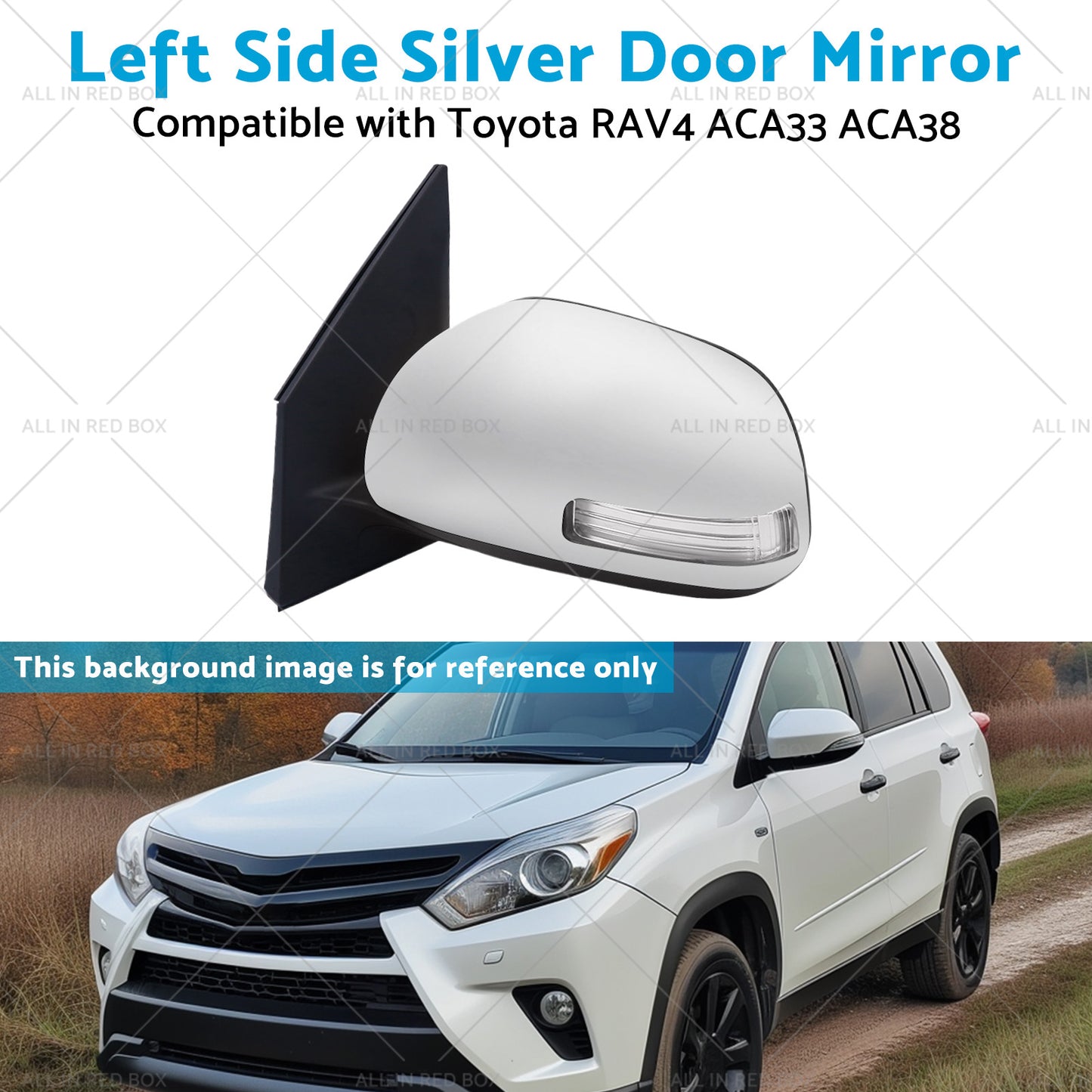 {{ 1x Left Side Silver Door Mirror Suitable for Toyota RAV4 ACA33 ACA38 2008-2012 }} - Buy Car Parts Online at {{ Kaka Auto Parts }}.