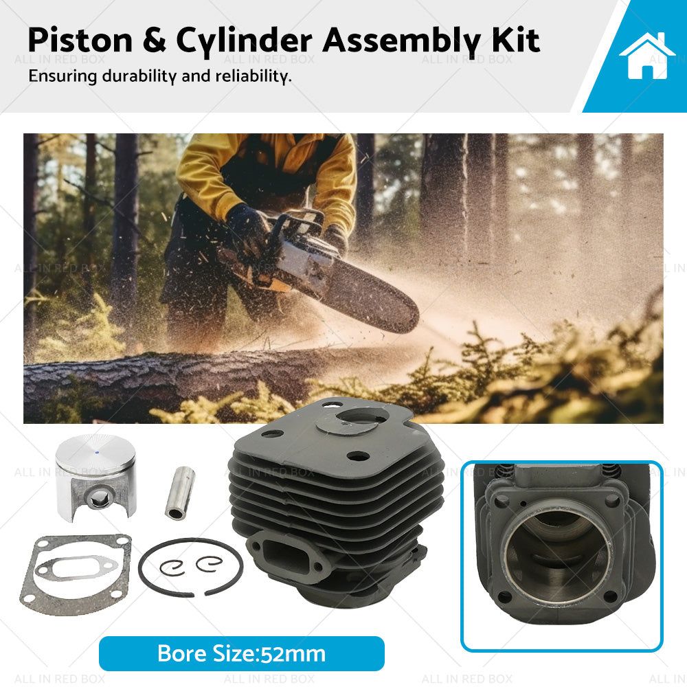 Piston and Cylinder Assembly Kit Suitable For Husqvarna 66 268 272 Chainsaw 52mm