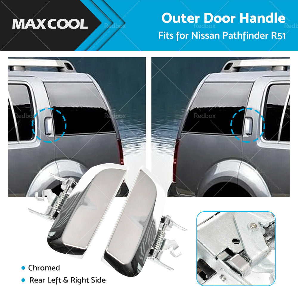 Chrome 1 Pair LHRH REAR Outer Door Handle For Nissan Pathfinder R51 2005~2013