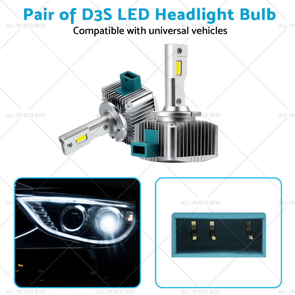 {{ Pair of D3S LED Headlight Bulbs Conversion Kit Replace HID Xenon Lamps 90W 2pcs }} - Buy Car Parts Online at {{ Kaka Auto Parts }}.