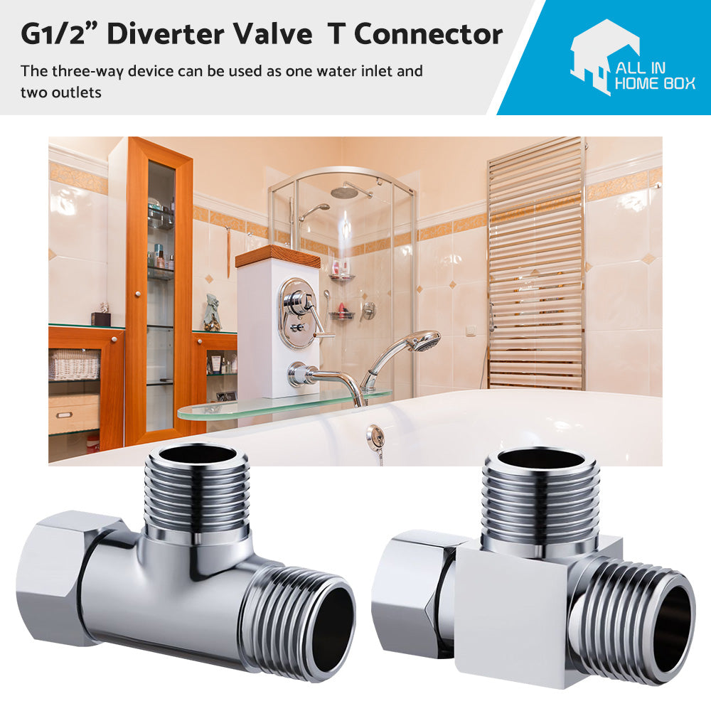 T Connector Toilet Bidet G1/2 3 Way Brass Chrome Diverter T Adapter AU