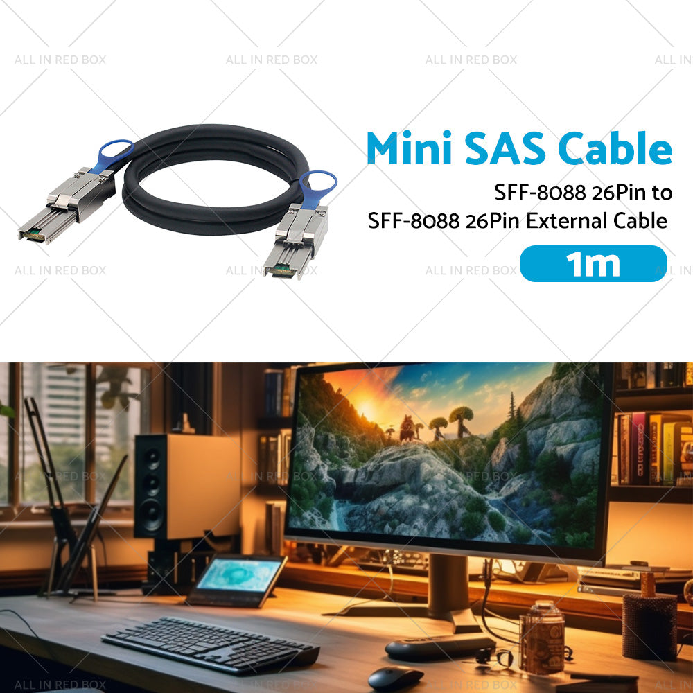 {{ Mini SAS SFF-8088 26Pin to SFF-8088 26Pin External Cable Disk Array Line 1M }} - Buy Car Parts Online at {{ Kaka Auto Parts }}.