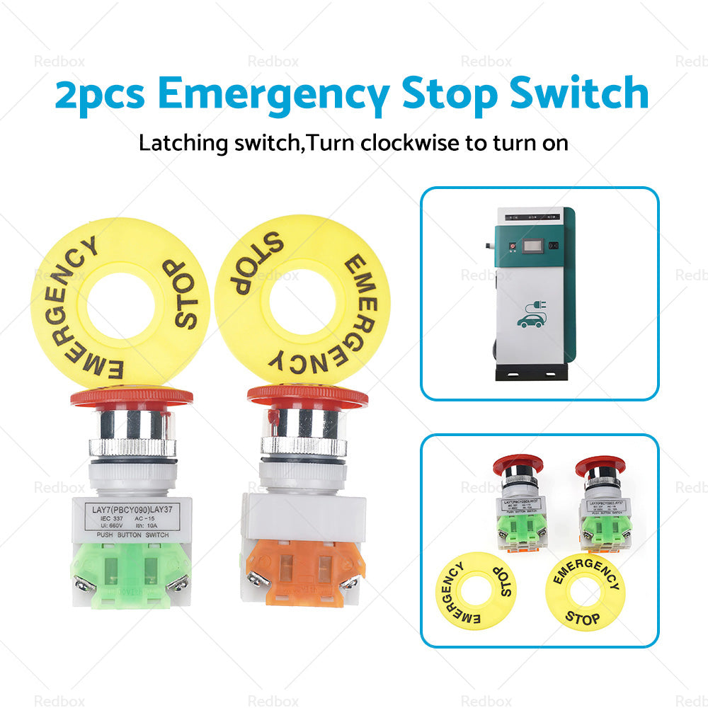 {{ 2Pcs Emergency Stop Button Shut Off Push Button Switch Red Mushroom }} - Buy Car Parts Online at {{ Kaka Auto Parts }}.
