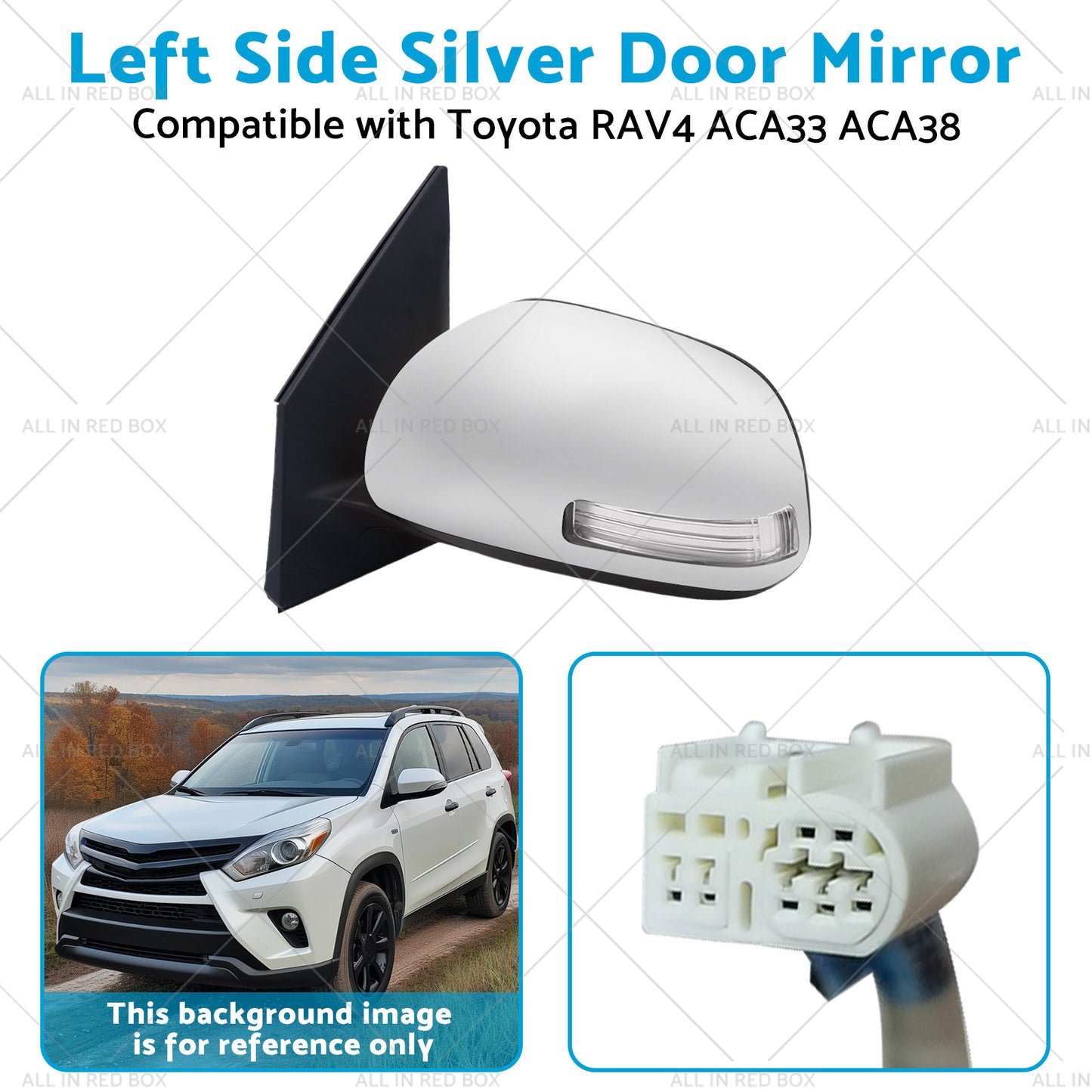 {{ 1x Left Side Silver Door Mirror Suitable for Toyota RAV4 ACA33 ACA38 2008-2012 }} - Buy Car Parts Online at {{ Kaka Auto Parts }}.