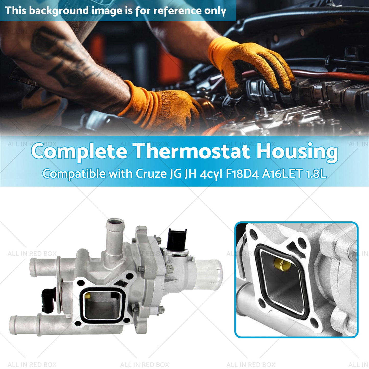 {{ 1x Complete Thermostat Housing Suitable for Cruze JG JH 4cyl F18D4 A16LET 1. 8L }} - Buy Car Parts Online at {{ Kaka Auto Parts }}.