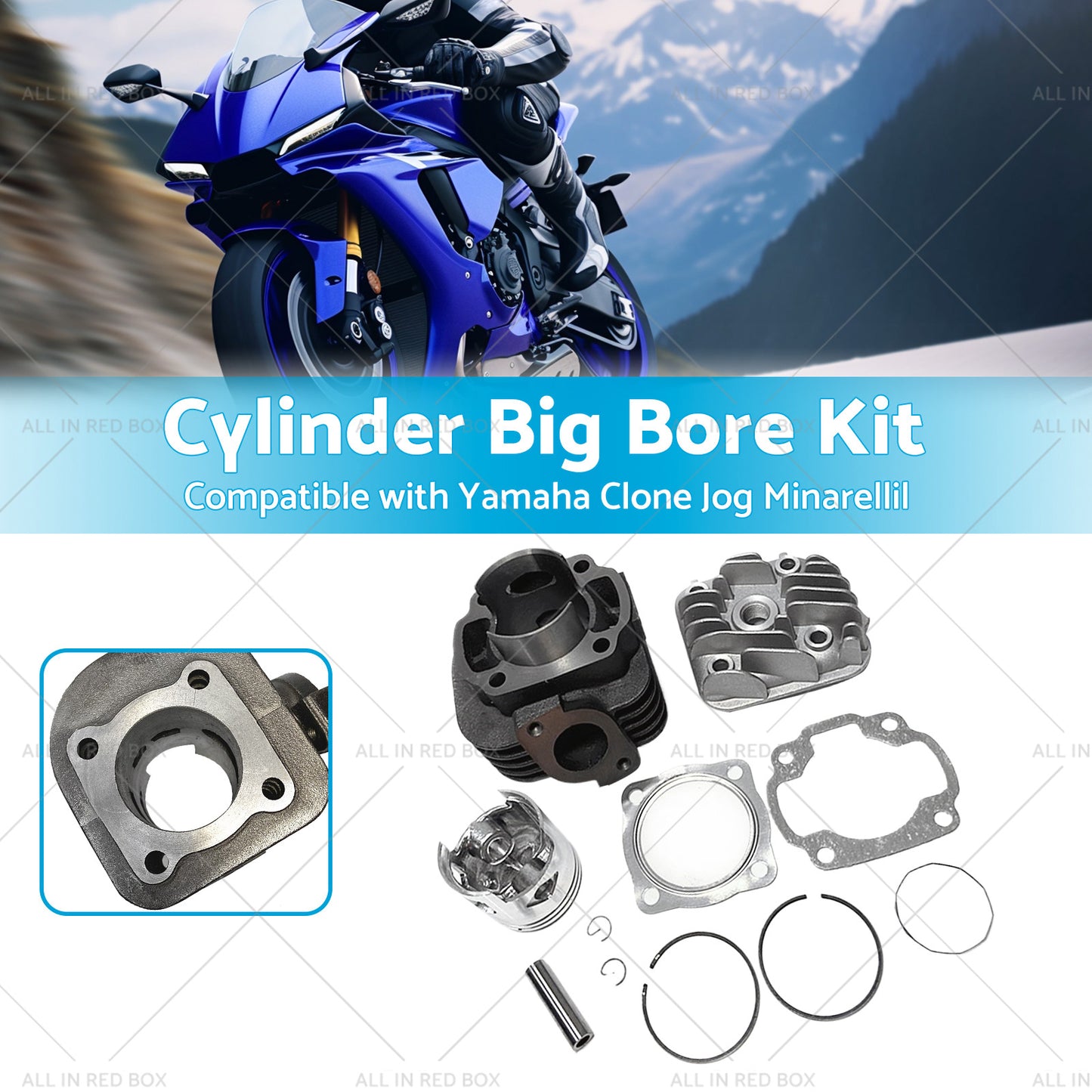 {{ 47mm Big Bore Head Cylinder Piston Kit Suitable for Yamaha Clone Jog50 to 70CC }} - Buy Car Parts Online at {{ Kaka Auto Parts }}.