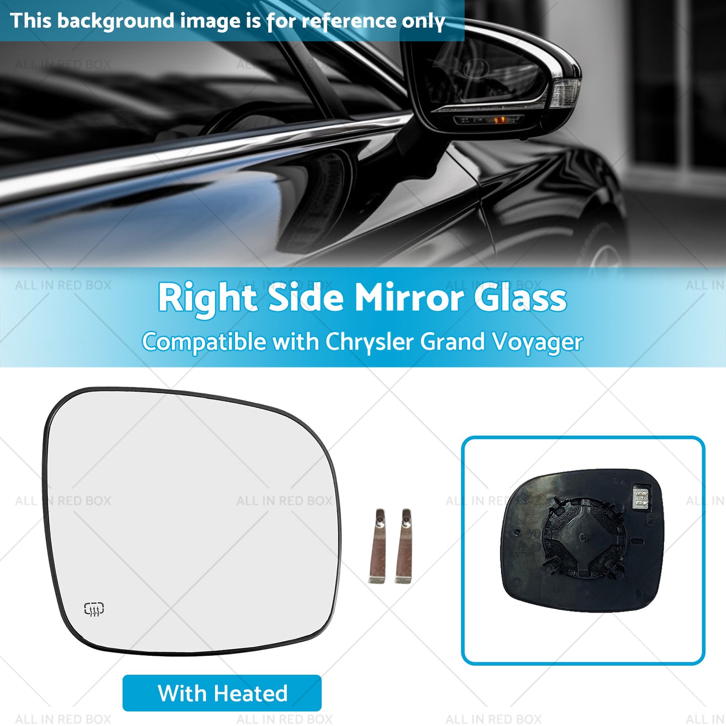 {{ Right Side Mirror Glass Suitable for Chrysler Grand Voyager 08-15 Heated Convex }} - Buy Car Parts Online at {{ Kaka Auto Parts }}.