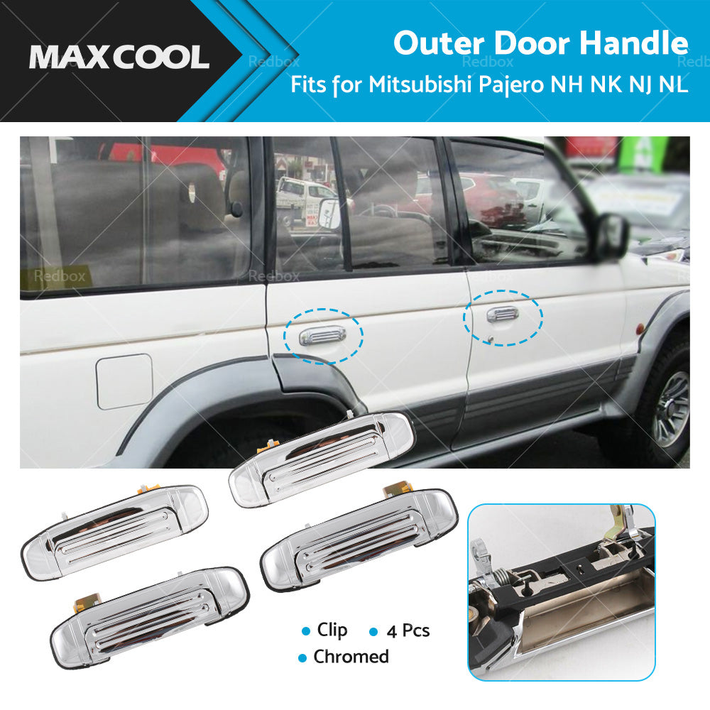 {{ CHROME Set 4 Pcs Outer Door Handle CLIP For Mitsubishi Pajero NH NK NJ NL 91-00 }} - Buy Car Parts Online at {{ Kaka Auto Parts }}.