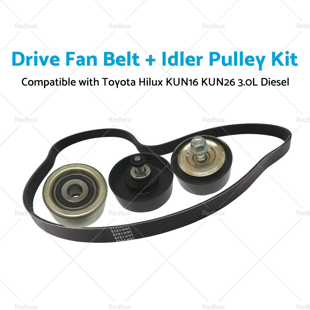 Drive Fan Belt Idler Pulley Kit Compatible with Hilux 3. 0L Diesel 1KD-FTV KUN16 KUN26