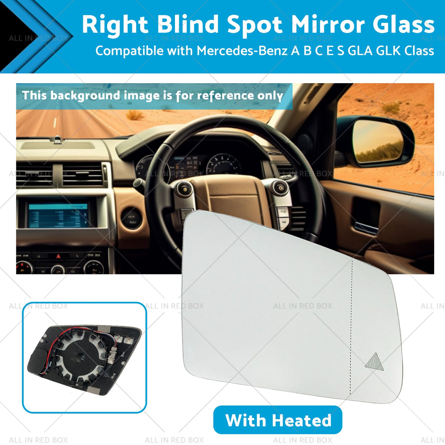 {{ Right Blind Spot Mirror Glass Suitablefor Mercedes-Benz ABCES GLA GLK Class W204 }} - Buy Car Parts Online at {{ Kaka Auto Parts }}.