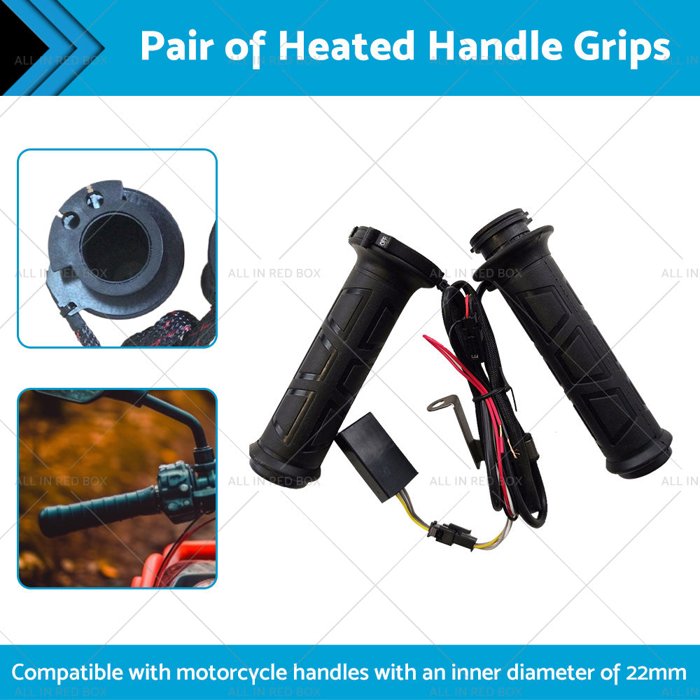 {{ 12v Motorcycle Heated Hand Rubber Grips 22mm 7 8'' Handlebar Grip Adjustable Hot }} - Buy Car Parts Online at {{ Kaka Auto Parts }}.