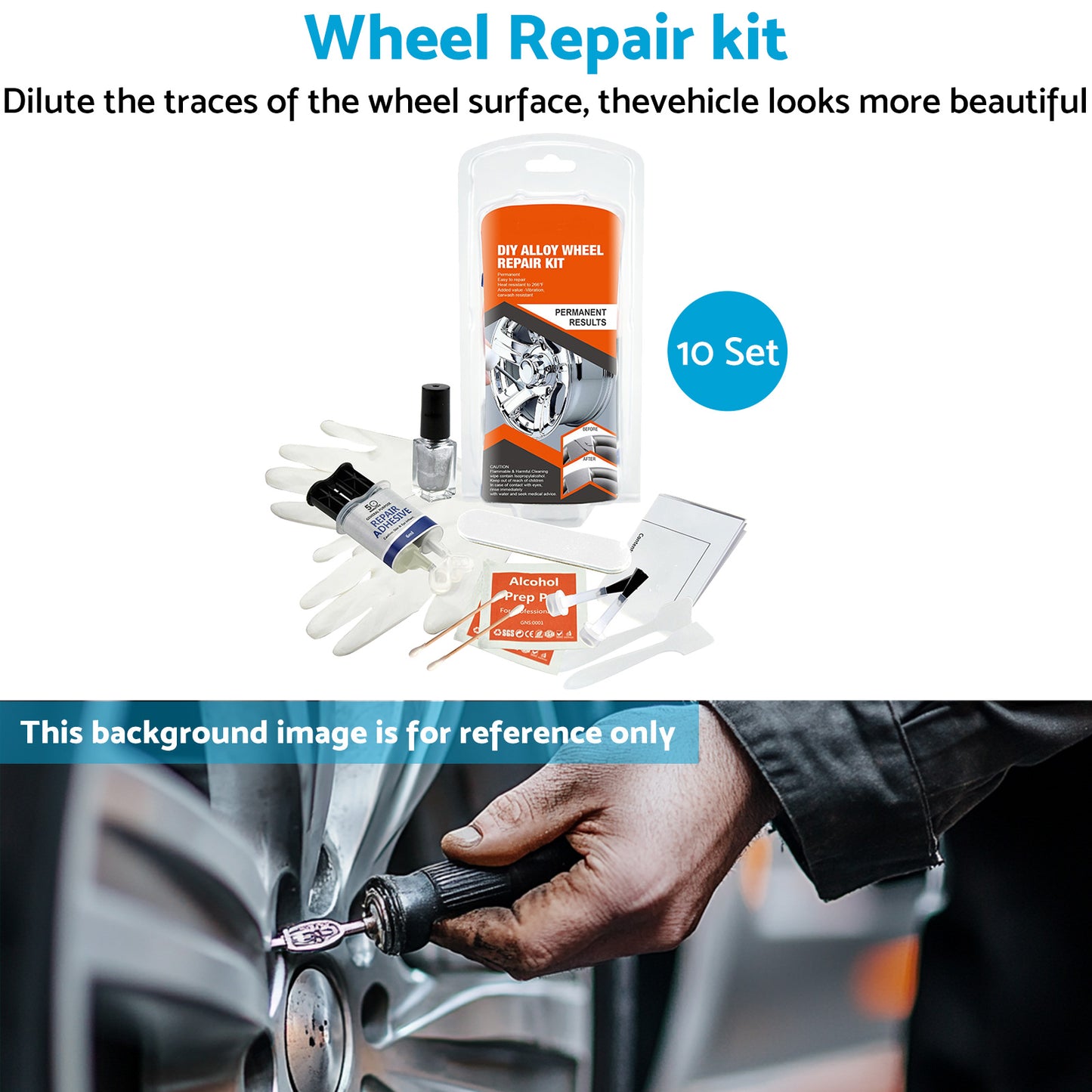 10 x Wheel Rim Scuffs Scrape Car Kerb Damage Repair Kit Fix Tool Gloves