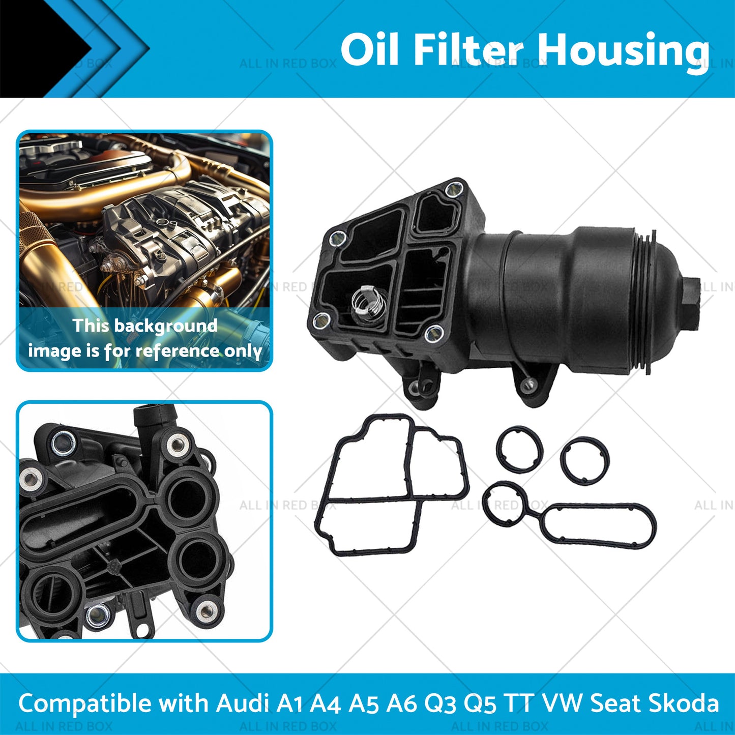 {{ Oil Filter Housing 03L115389H Suitable for VW Seat Skoda Audi A1 A4 A5 A6 Q3 Q5 }} - Buy Car Parts Online at {{ Kaka Auto Parts }}.