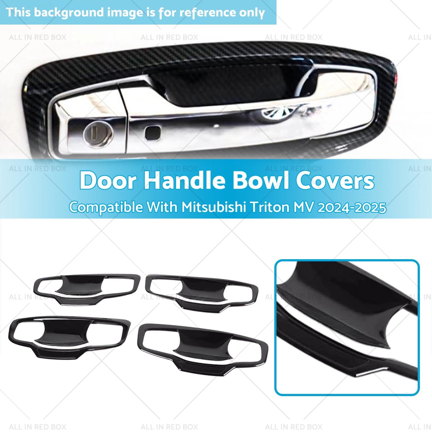 {{ Door Handle Bowl Cover Trim Gloss Black Suitable For Mitsubishi Triton MV 2024+ }} - Buy Car Parts Online at {{ Kaka Auto Parts }}.
