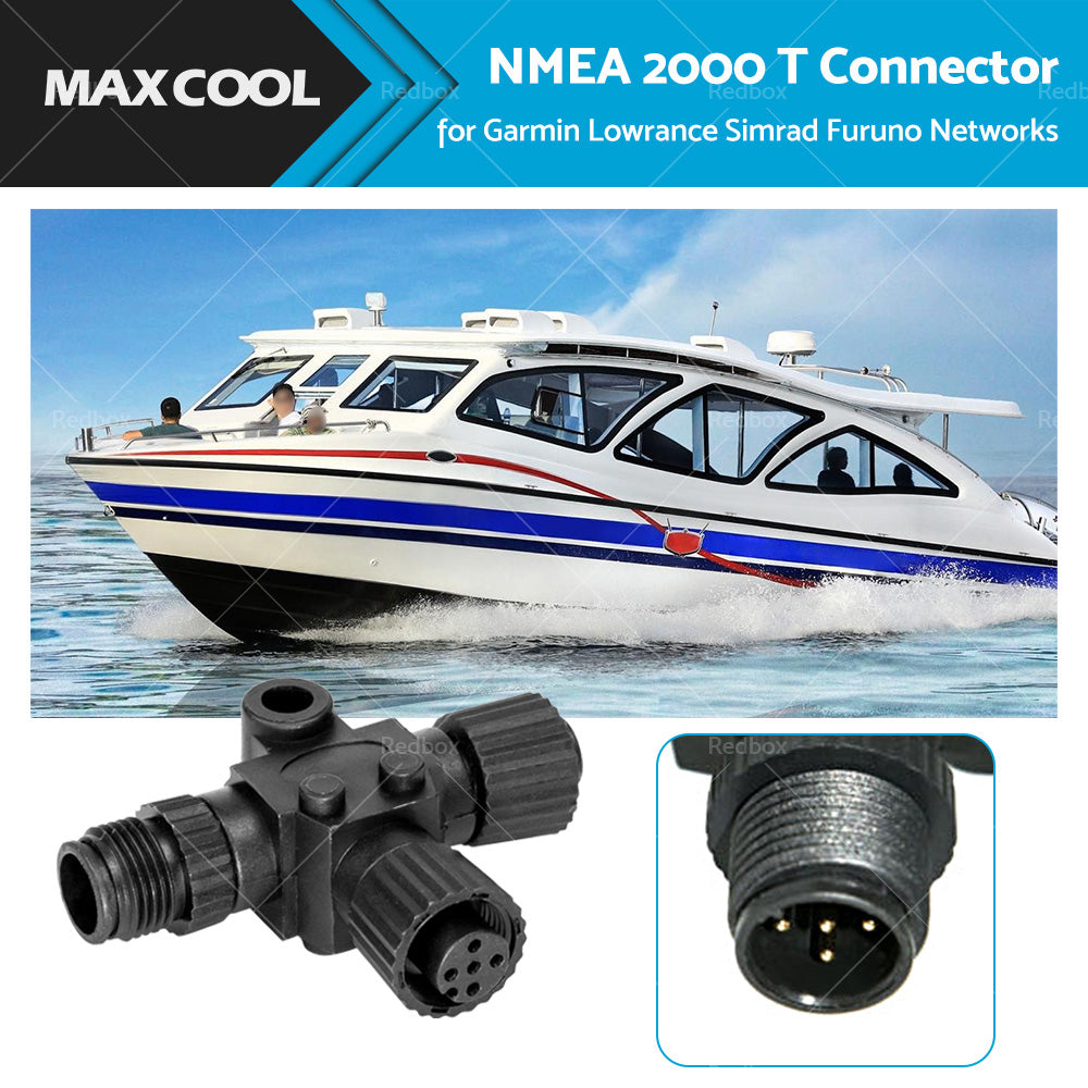 NMEA2000 5 Pins T Connector for Garmin Lowrance Simrad B and G Navico Networks Black