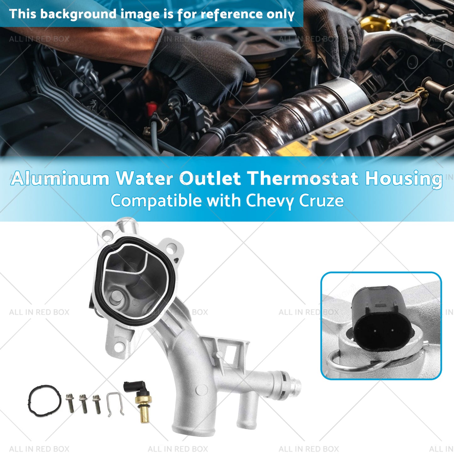 {{ Water Outlet Thermostat Housing Aluminum Suitable for Chevy Cruze 1. 4L 11-18 }} - Buy Car Parts Online at {{ Kaka Auto Parts }}.